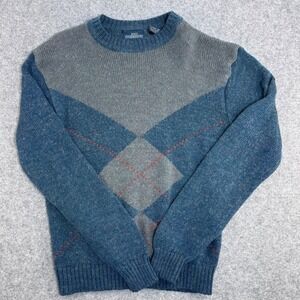 DG Garrison Mens Argyle Sweater Blue Gray Crew Neck‎ Pullover Knit Medium